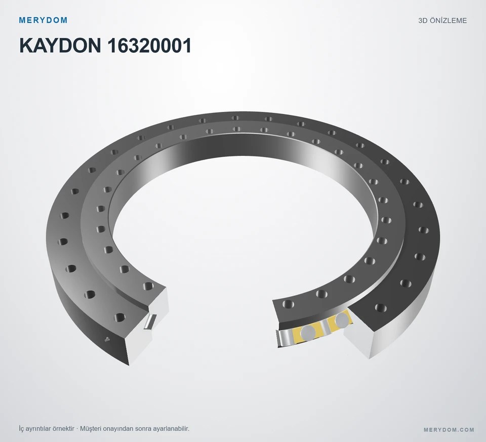 KAYDON 16320001 için MERYDOM muadil döner tabla rulmanının 3D model önizlemesi.
