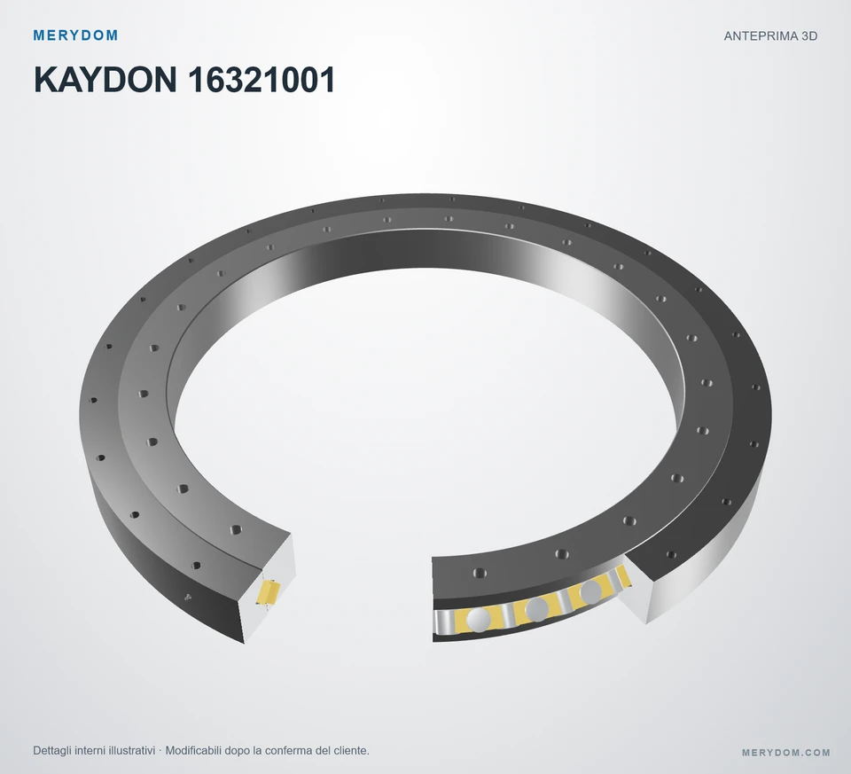 Anteprima del modello 3D del cuscinetto di rotazione sostitutivo MERYDOM per KAYDON 16321001.