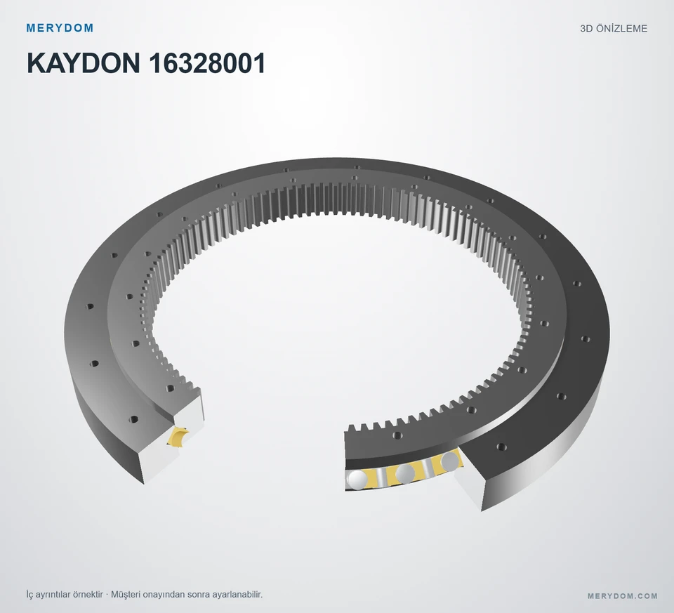 KAYDON 16328001 için MERYDOM muadil döner tabla rulmanının 3D model önizlemesi.