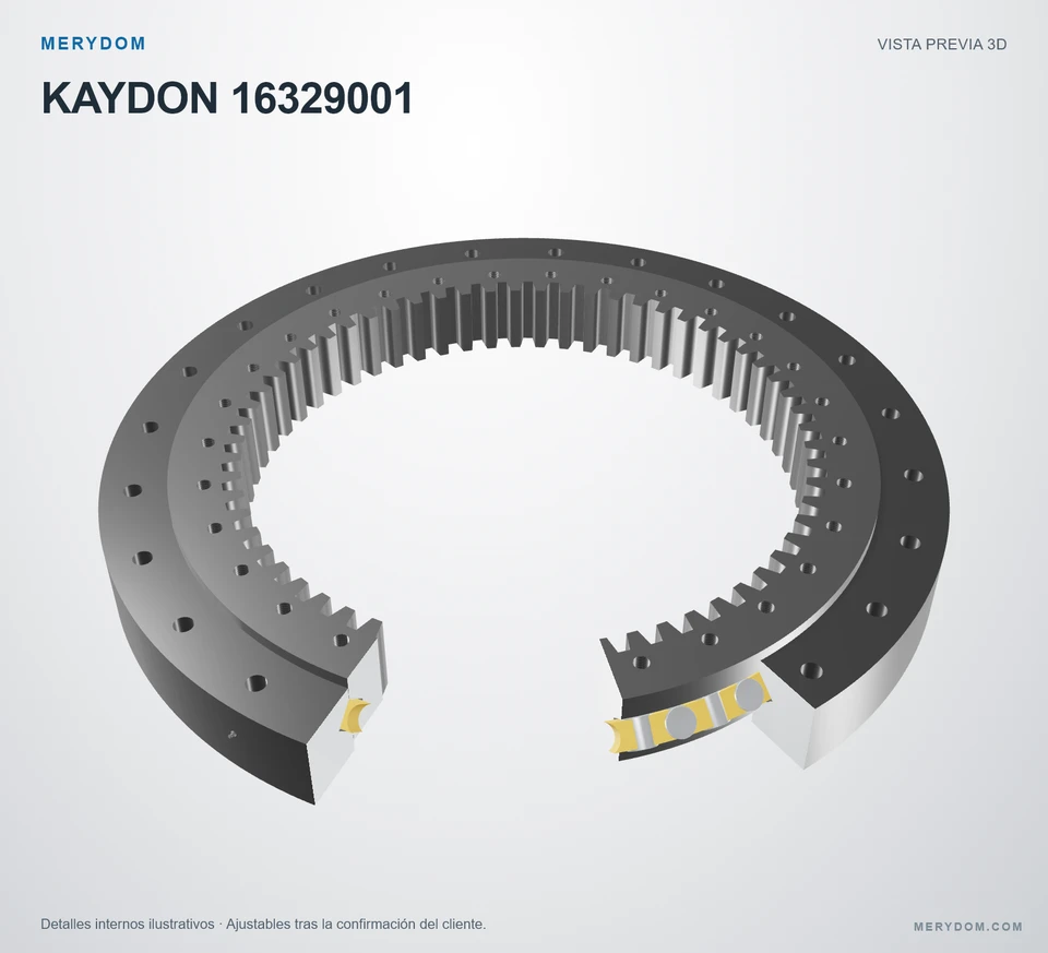 Vista previa del modelo 3D de la corona de giro de sustitución MERYDOM para KAYDON 16329001.