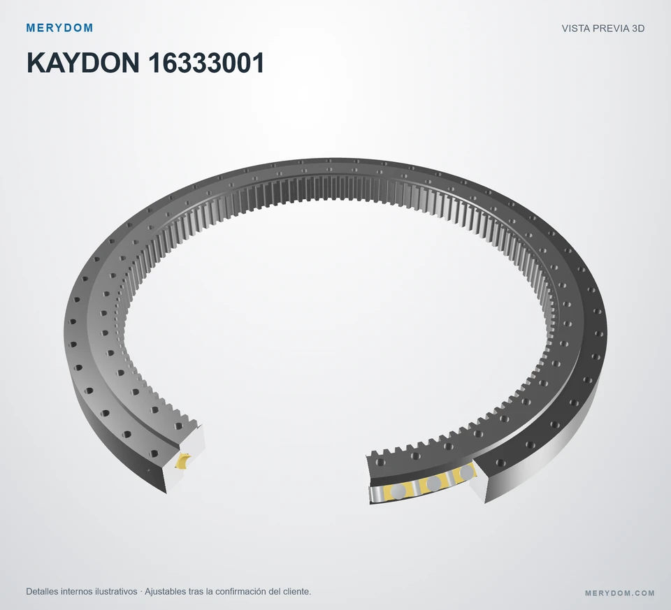Vista previa del modelo 3D de la corona de giro de sustitución MERYDOM para KAYDON 16333001.