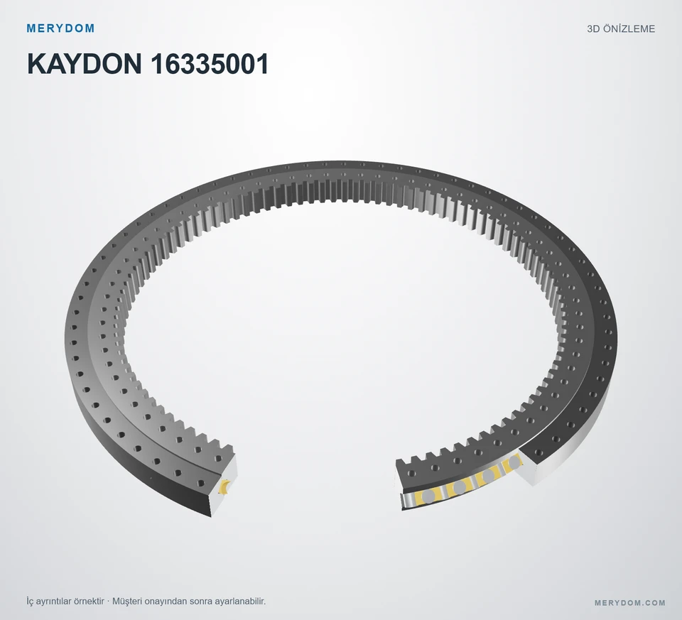 KAYDON 16335001 için MERYDOM muadil döner tabla rulmanının 3D model önizlemesi.