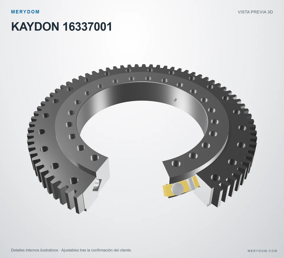 Vista previa del modelo 3D de la corona de giro de sustitución MERYDOM para KAYDON 16337001.