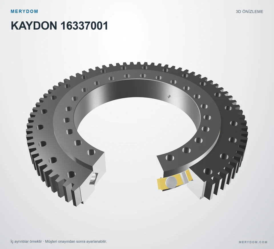 KAYDON 16337001 için MERYDOM muadil döner tabla rulmanının 3D model önizlemesi.