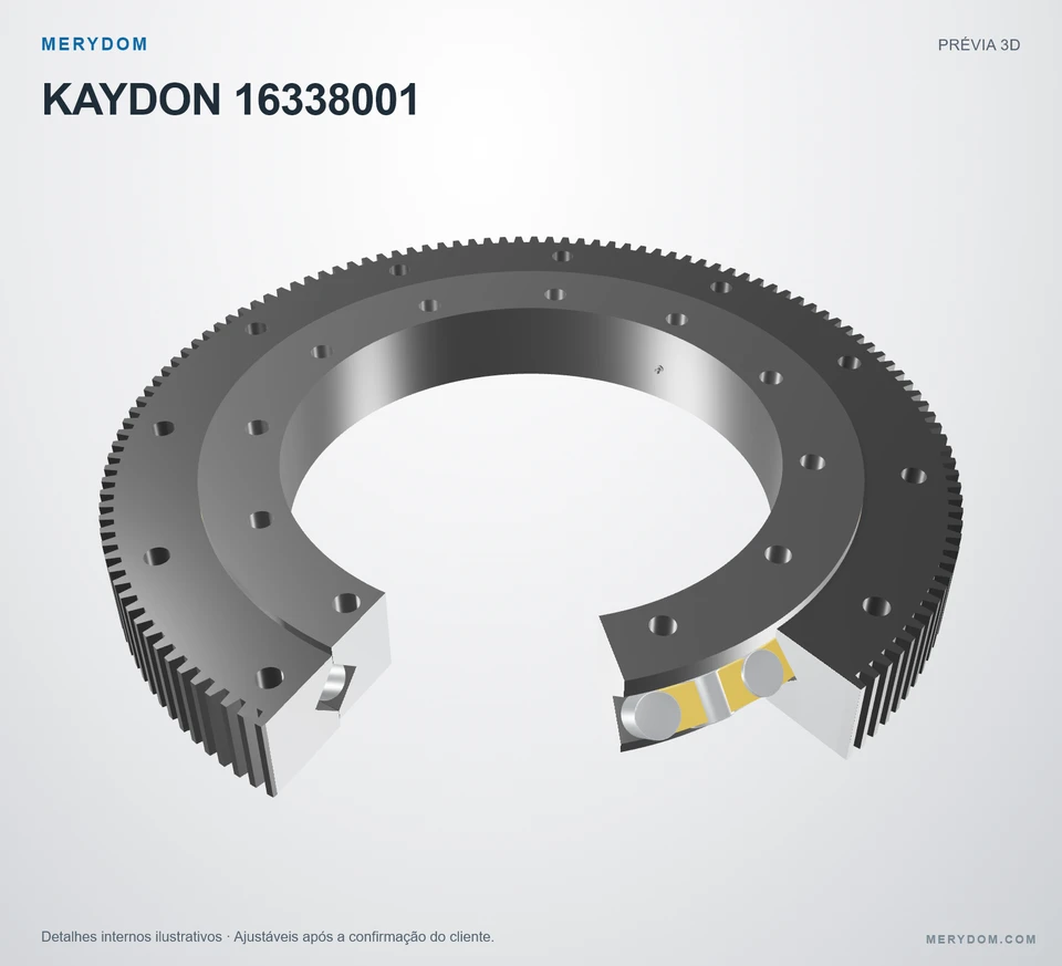 Prévia do modelo 3D do rolamento de giro de substituição MERYDOM para KAYDON 16338001.
