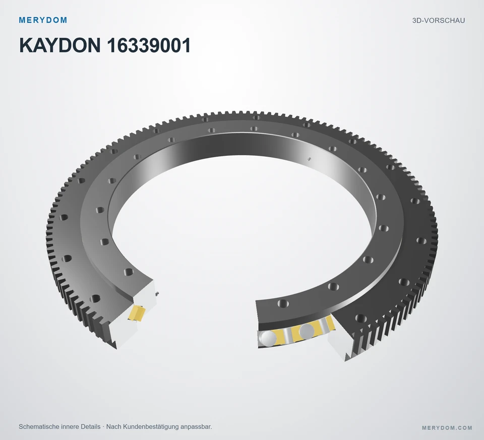 Vorschau des 3D-Modells des MERYDOM-Ersatzdrehkranzes für KAYDON 16339001.
