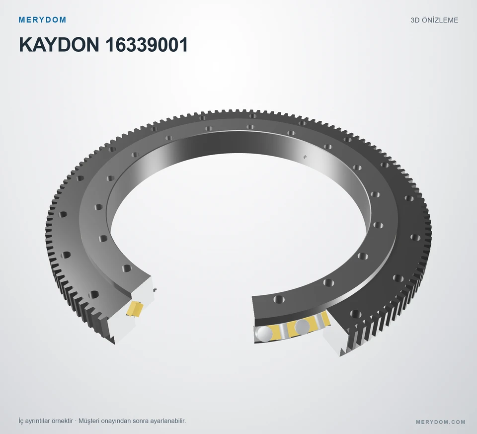 KAYDON 16339001 için MERYDOM muadil döner tabla rulmanının 3D model önizlemesi.