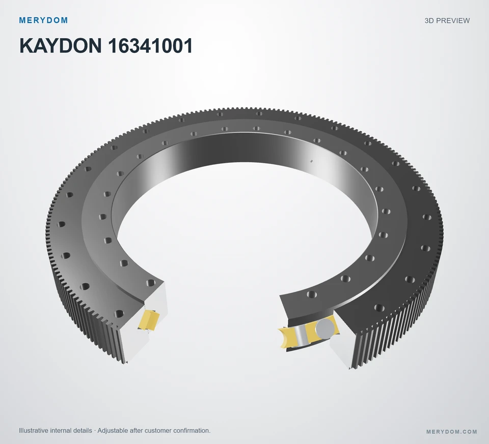 3D model preview of the MERYDOM replacement slewing bearing for KAYDON 16341001.