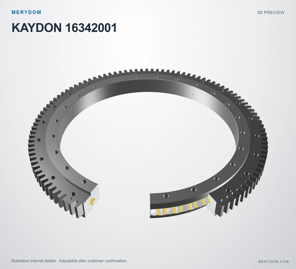 3D model preview of the MERYDOM replacement slewing bearing for KAYDON 16342001.
