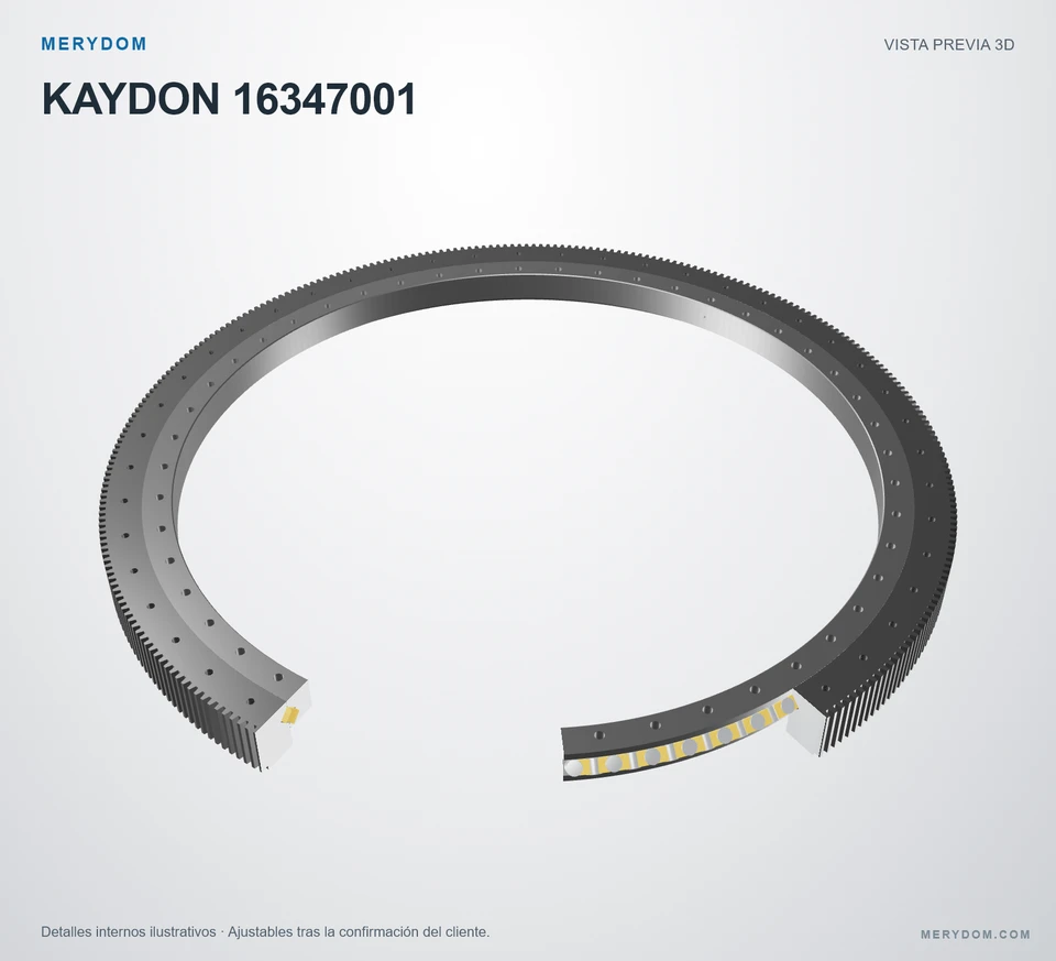 Vista previa del modelo 3D de la corona de giro de sustitución MERYDOM para KAYDON 16347001.