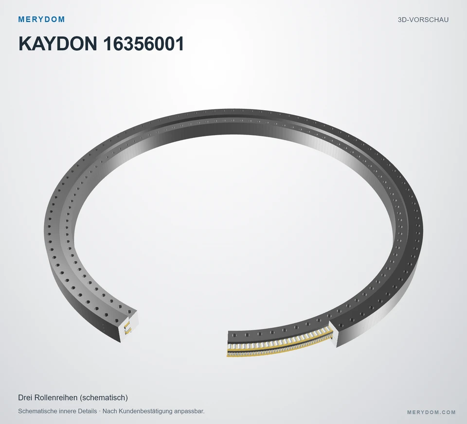 Vorschau des 3D-Modells des MERYDOM-Ersatzdrehkranzes für KAYDON 16356001.