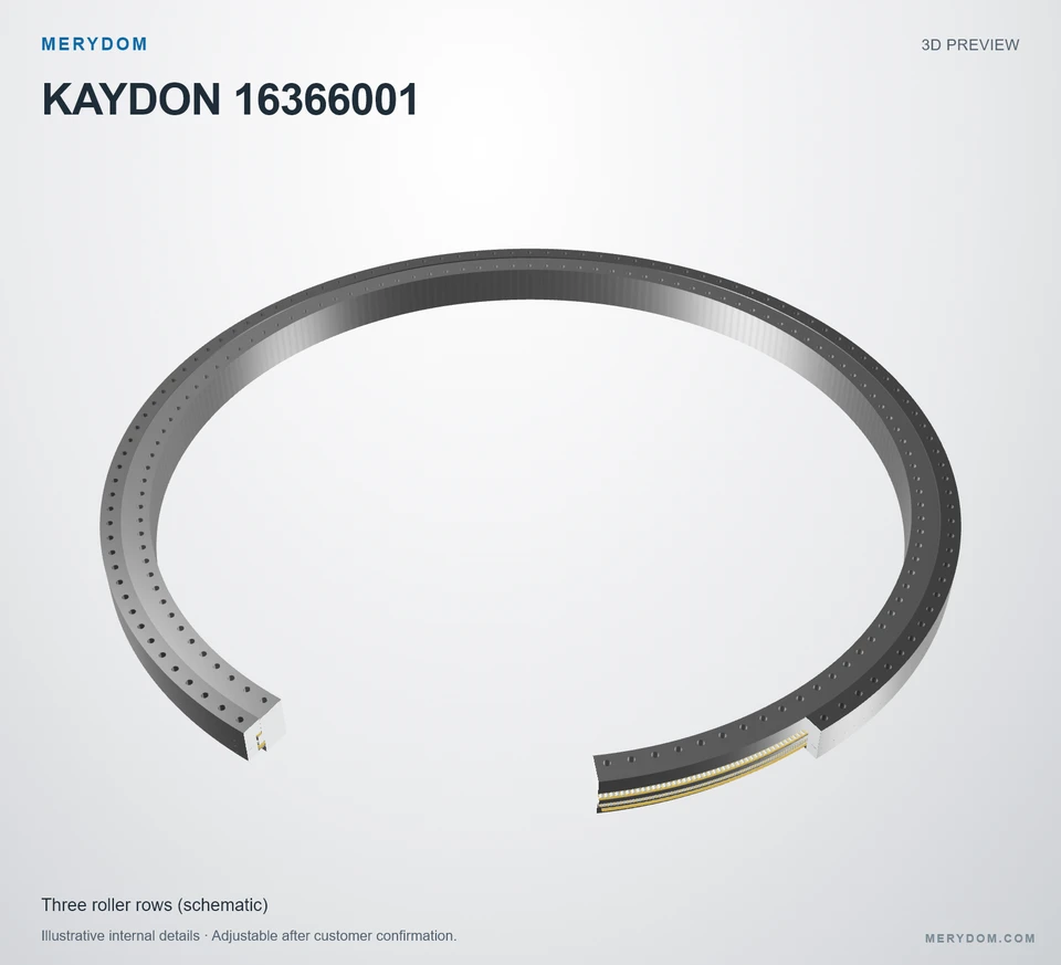3D model preview of the MERYDOM replacement slewing bearing for KAYDON 16366001.