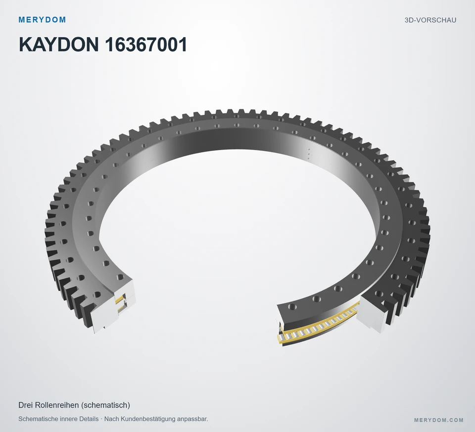 Vorschau des 3D-Modells des MERYDOM-Ersatzdrehkranzes für KAYDON 16367001.