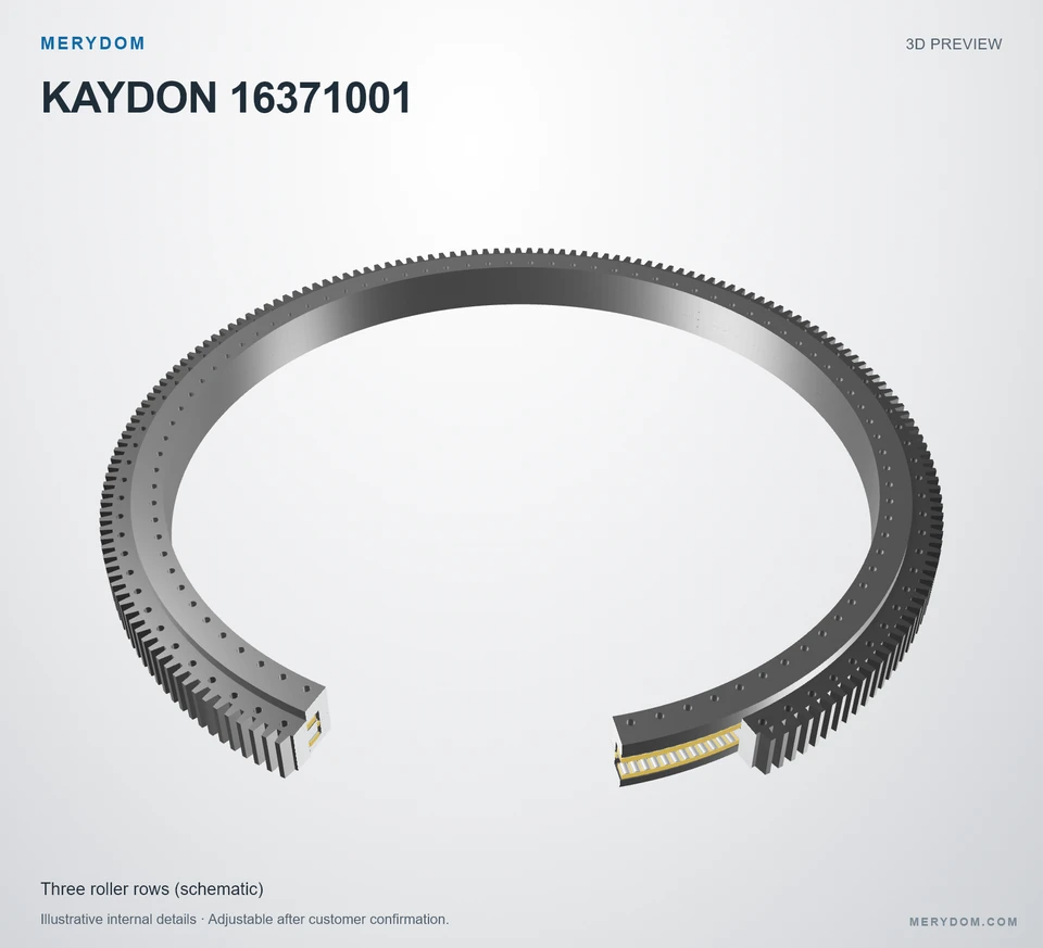 3D model preview of the MERYDOM replacement slewing bearing for KAYDON 16371001.
