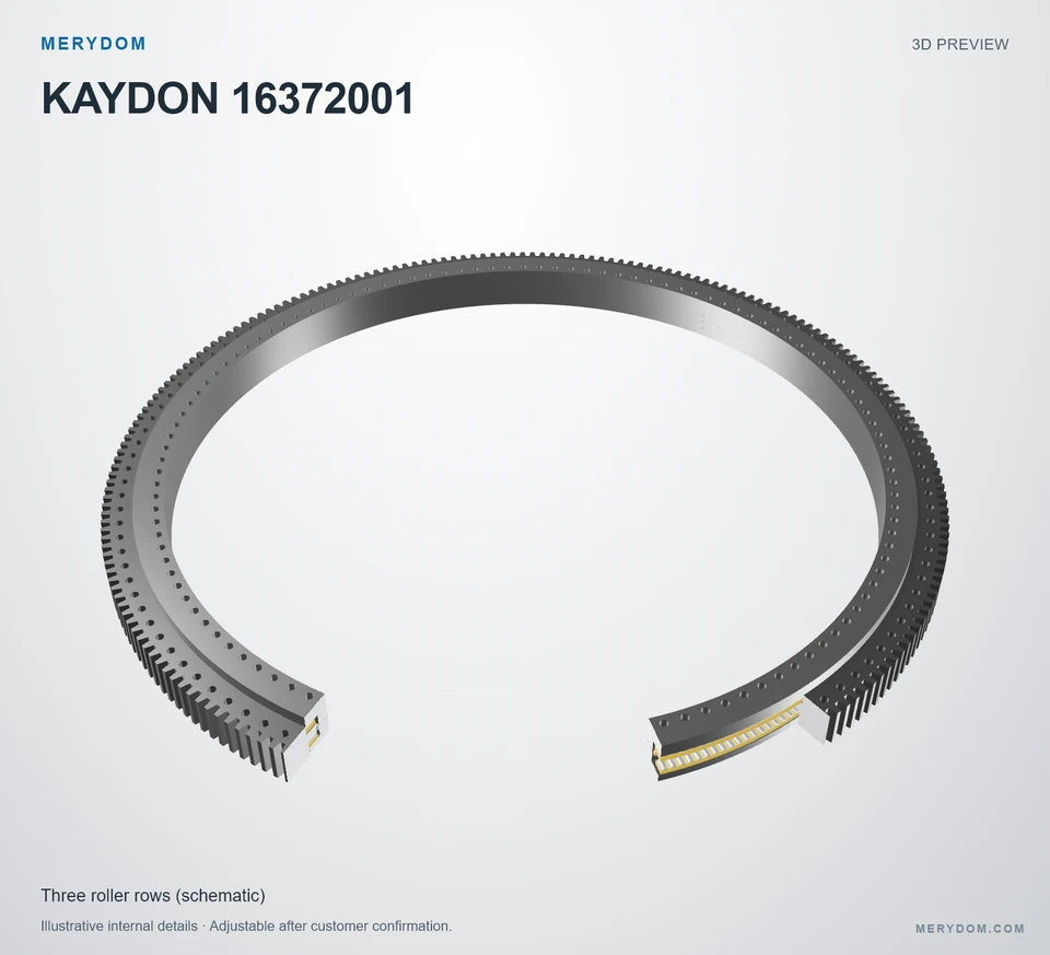 3D model preview of the MERYDOM replacement slewing bearing for KAYDON 16372001.