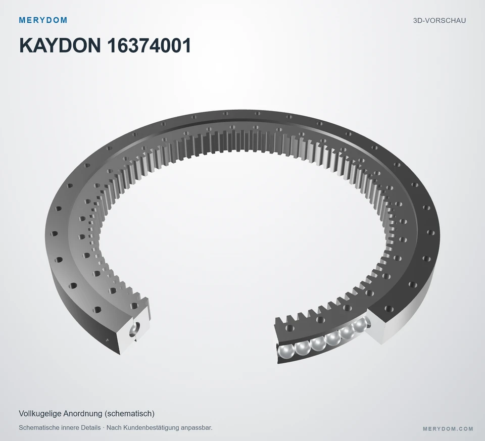 Vorschau des 3D-Modells des MERYDOM-Ersatzdrehkranzes für KAYDON 16374001.