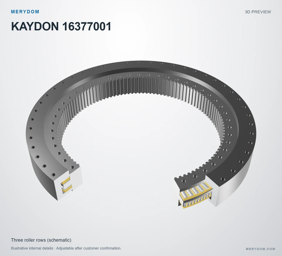 3D model preview of the MERYDOM replacement slewing bearing for KAYDON 16377001.
