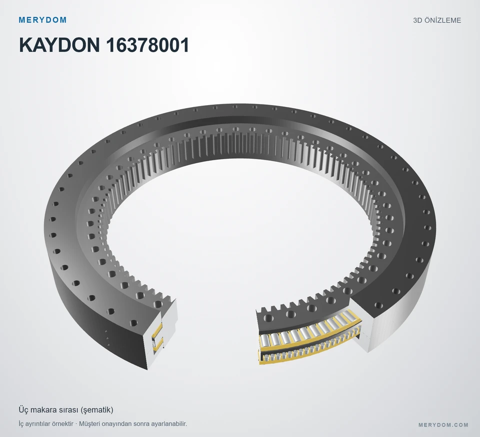 KAYDON 16378001 için MERYDOM muadil döner tabla rulmanının 3D model önizlemesi.