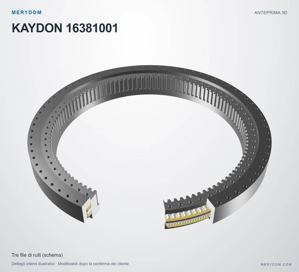 Anteprima del modello 3D del cuscinetto di rotazione sostitutivo MERYDOM per KAYDON 16381001.