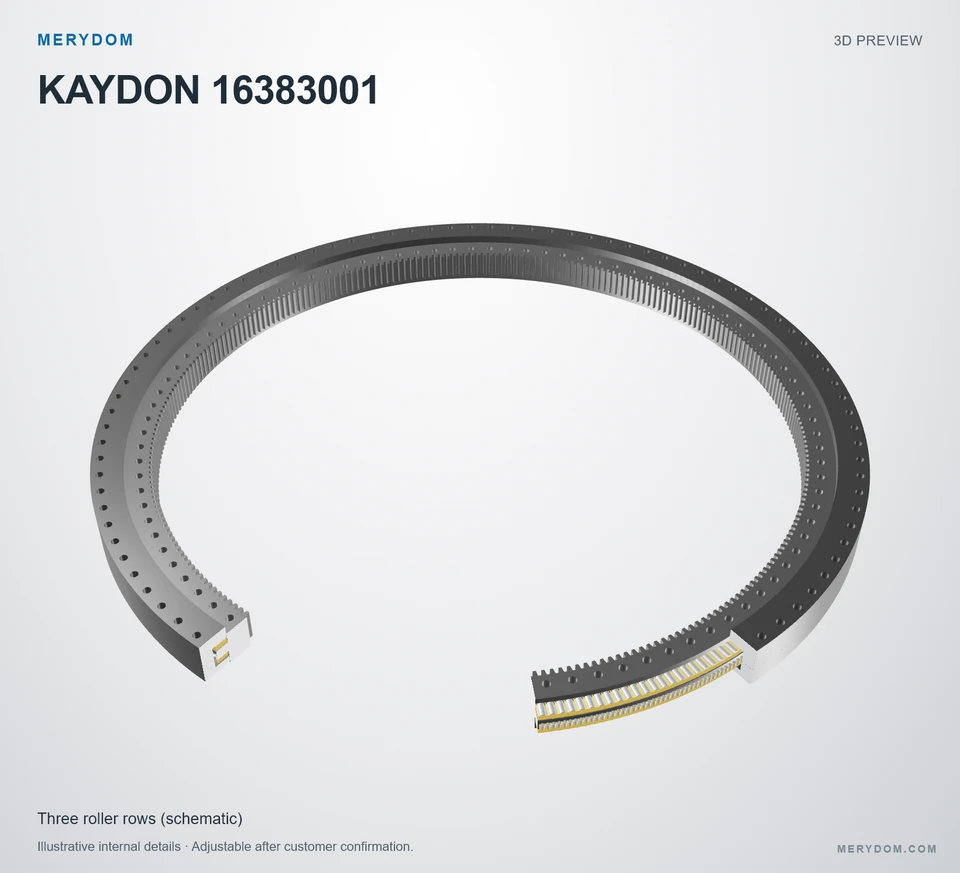 3D model preview of the MERYDOM replacement slewing bearing for KAYDON 16383001.