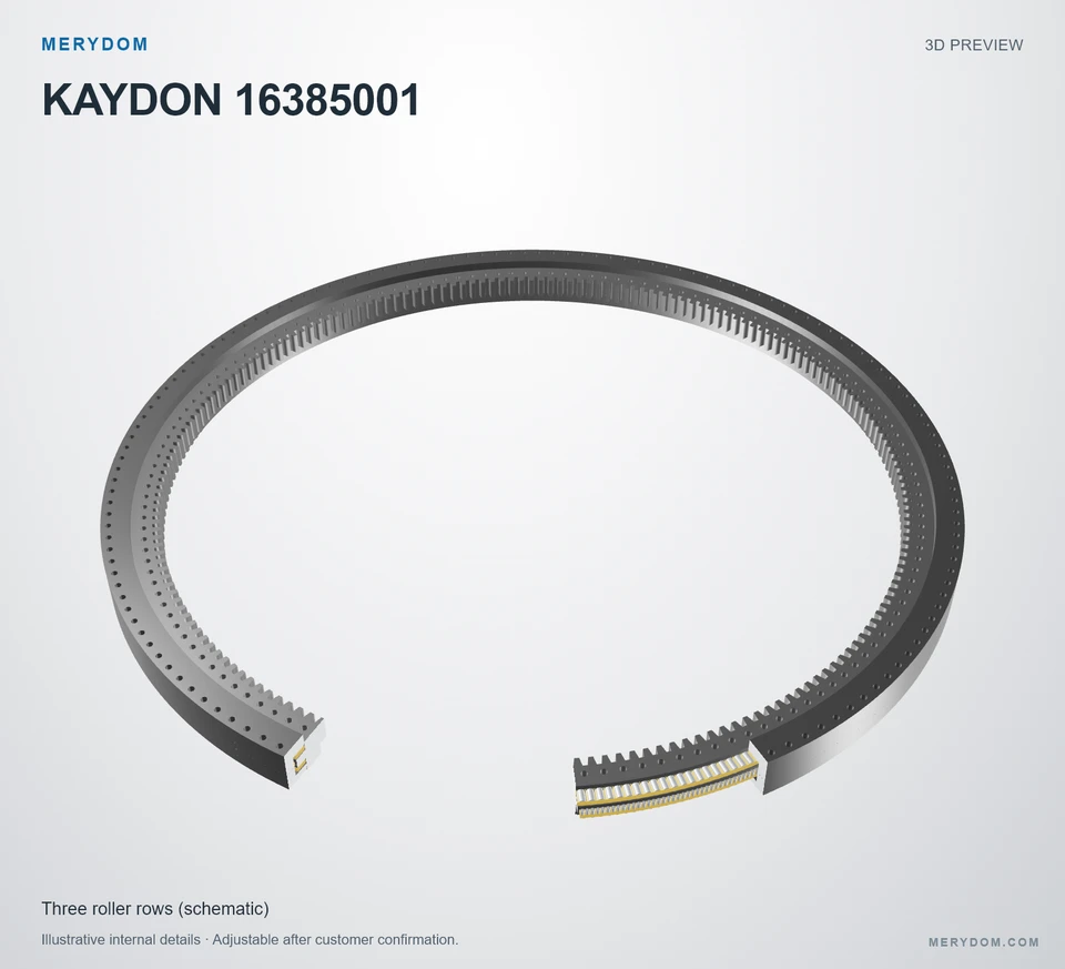 3D model preview of the MERYDOM replacement slewing bearing for KAYDON 16385001.