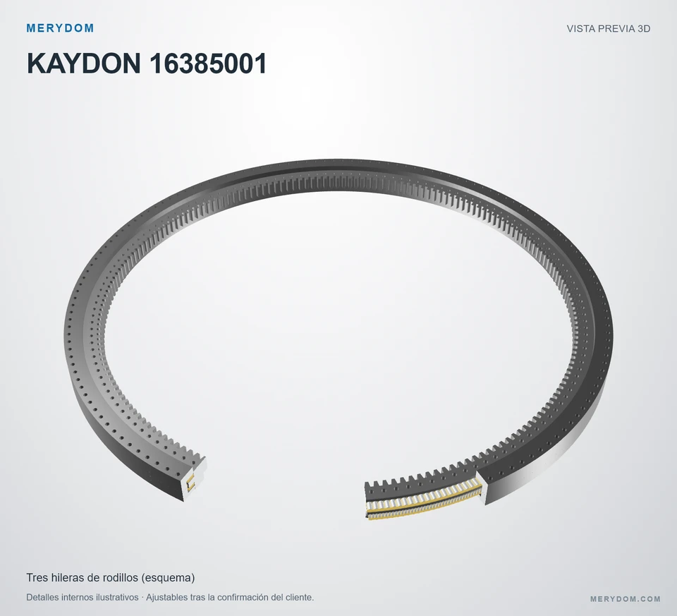 Vista previa del modelo 3D de la corona de giro de sustitución MERYDOM para KAYDON 16385001.