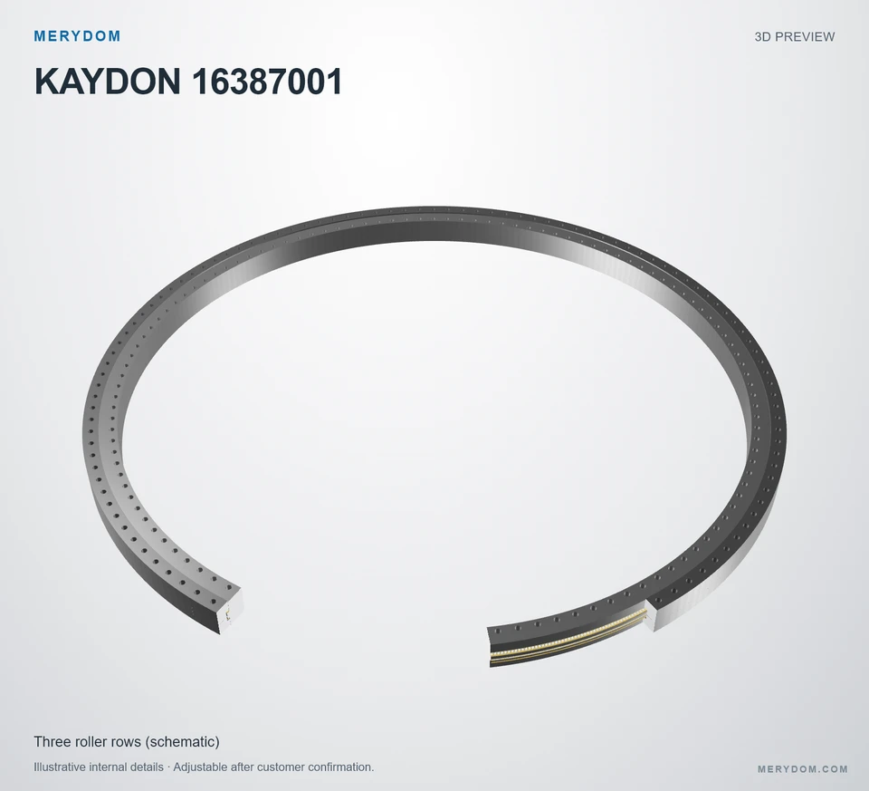 3D model preview of the MERYDOM replacement slewing bearing for KAYDON 16387001.