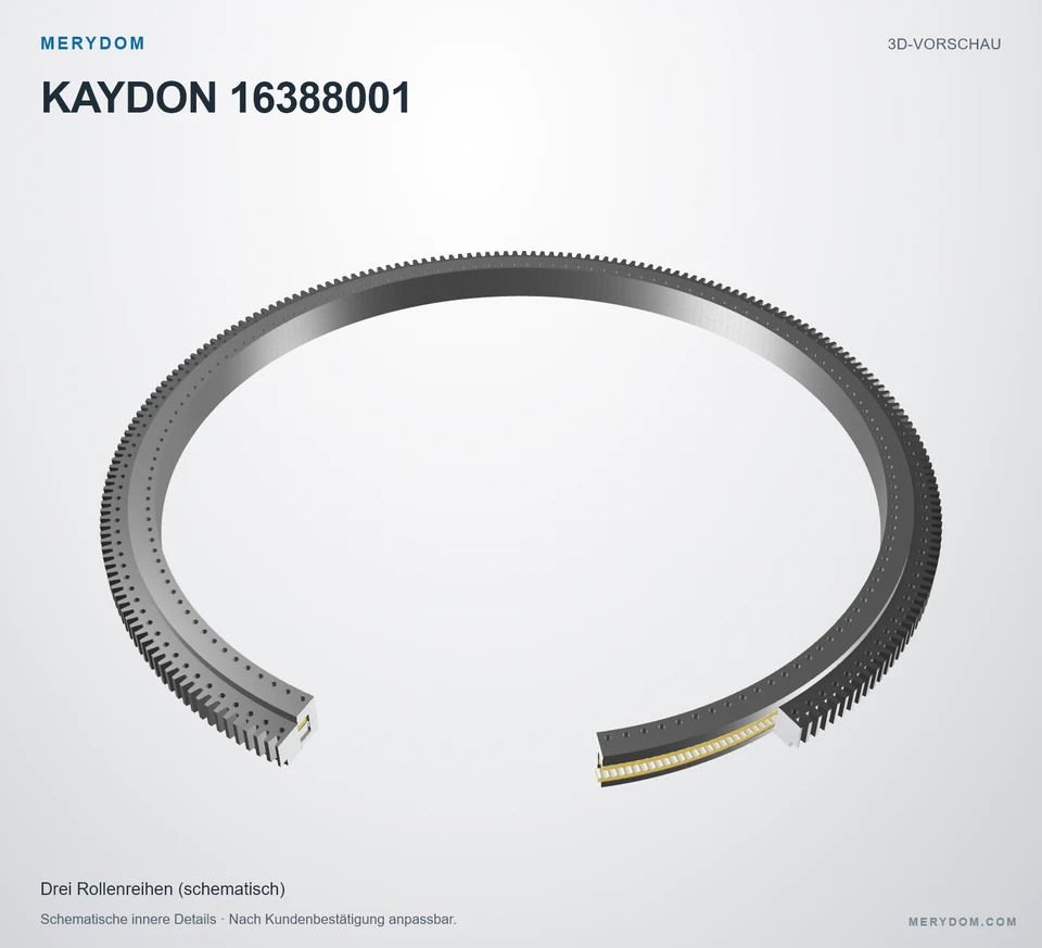 Vorschau des 3D-Modells des MERYDOM-Ersatzdrehkranzes für KAYDON 16388001.