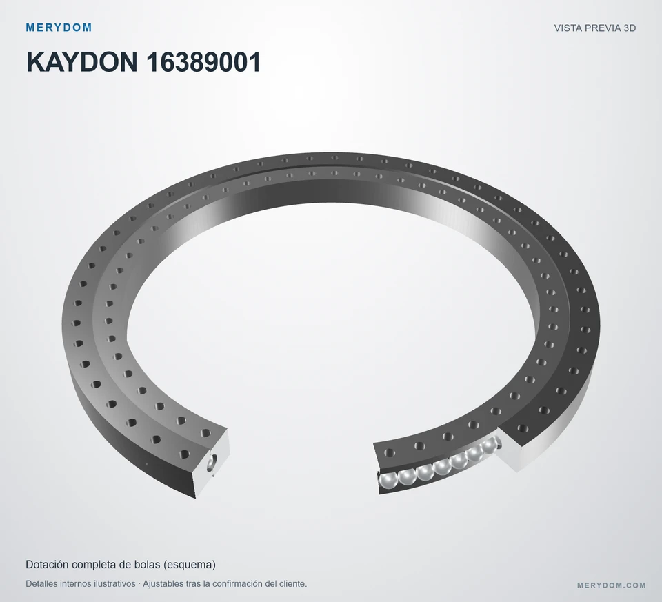 Vista previa del modelo 3D de la corona de giro de sustitución MERYDOM para KAYDON 16389001.