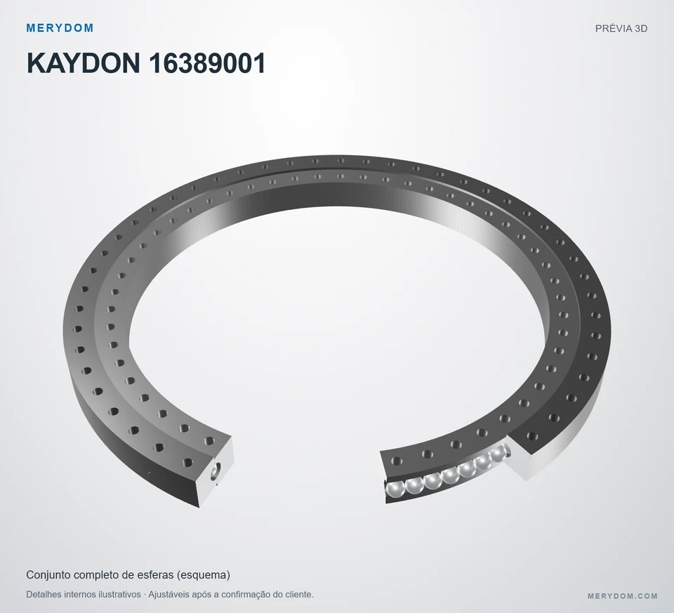 Prévia do modelo 3D do rolamento de giro de substituição MERYDOM para KAYDON 16389001.
