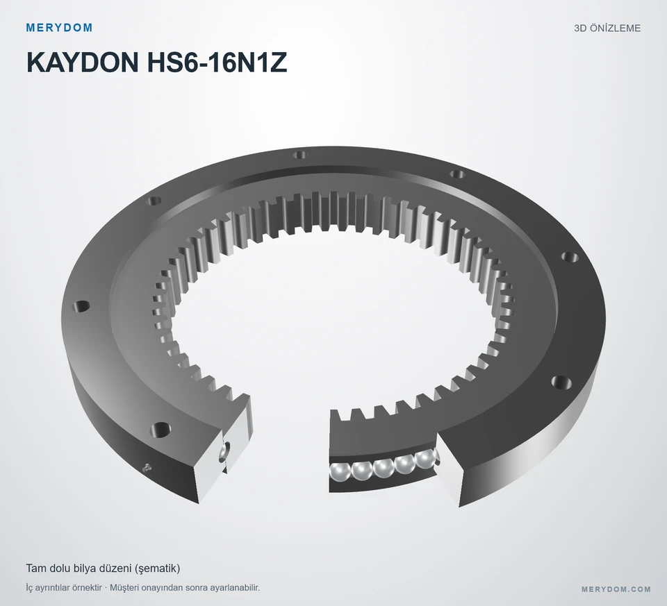 KAYDON HS6-16N1Z için MERYDOM muadil döner tabla rulmanının 3D model önizlemesi.