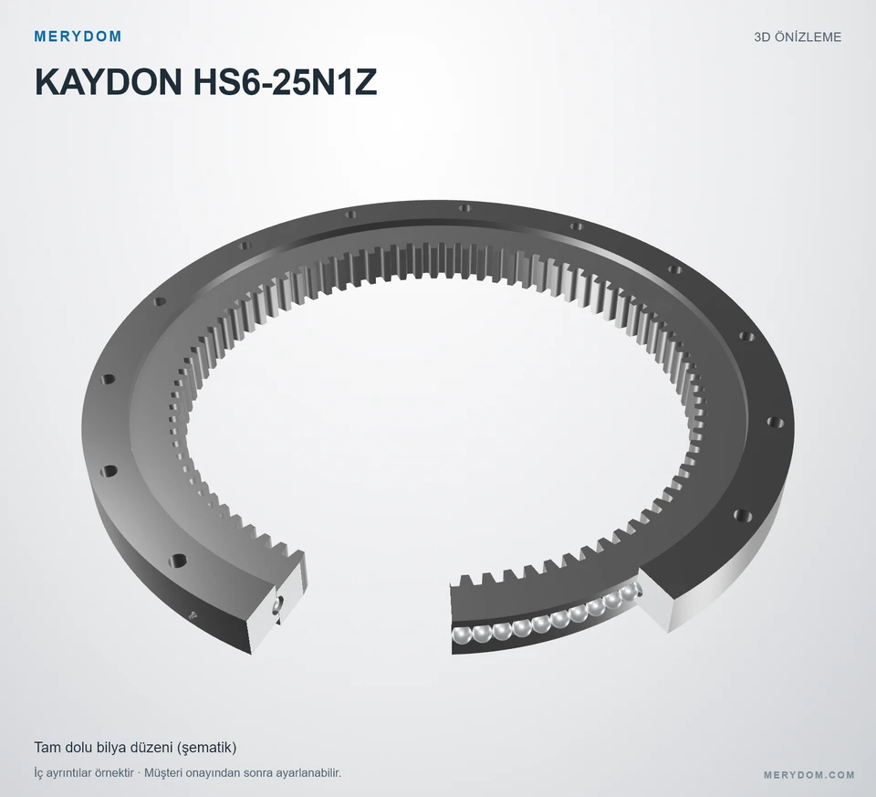 KAYDON HS6-25N1Z için MERYDOM muadil döner tabla rulmanının 3D model önizlemesi.