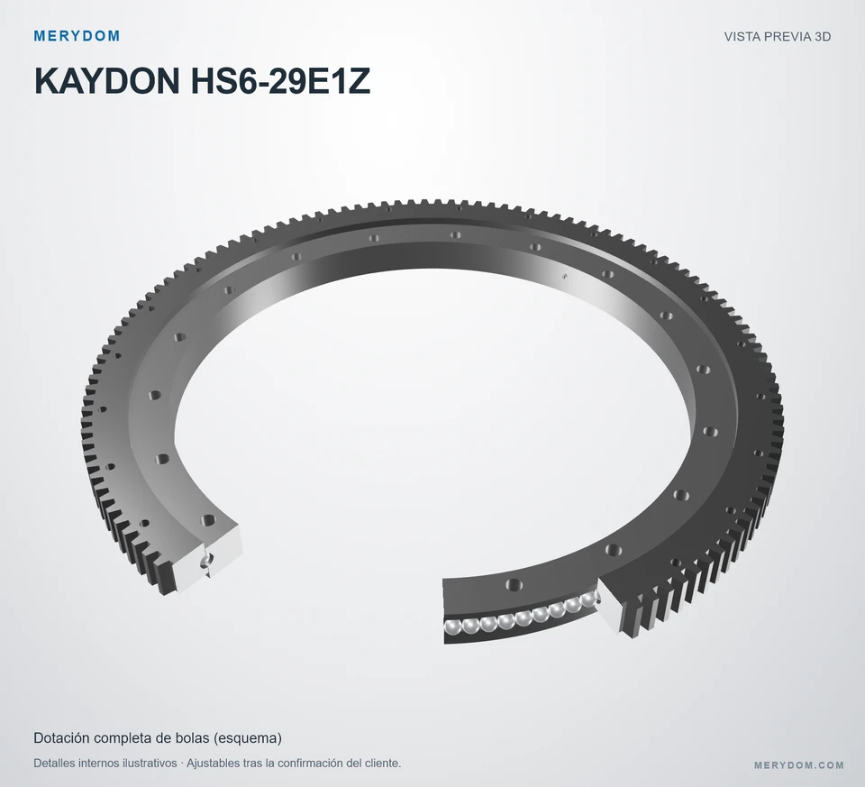 Vista previa del modelo 3D de la corona de giro de sustitución MERYDOM para KAYDON HS6-29E1Z.