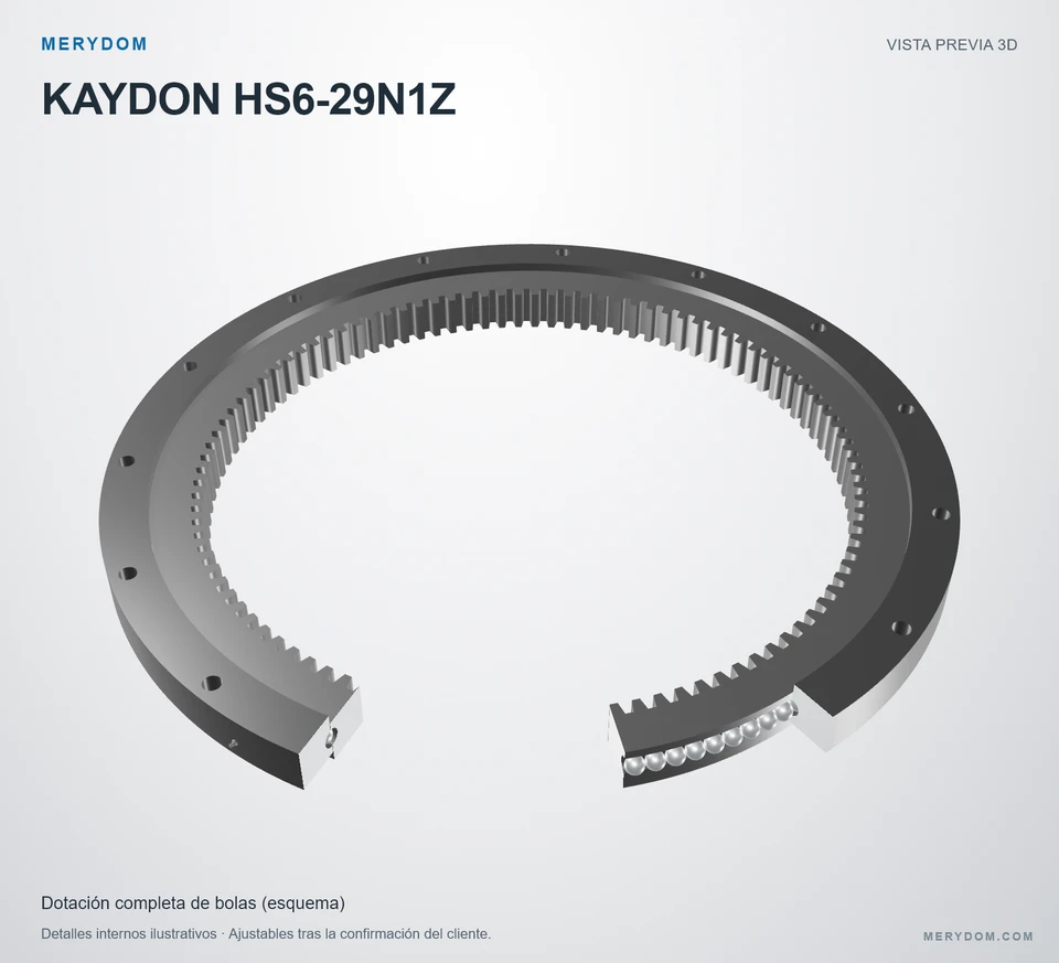 Vista previa del modelo 3D de la corona de giro de sustitución MERYDOM para KAYDON HS6-29N1Z.