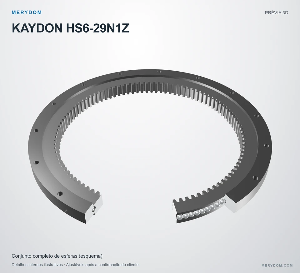 Prévia do modelo 3D do rolamento de giro de substituição MERYDOM para KAYDON HS6-29N1Z.