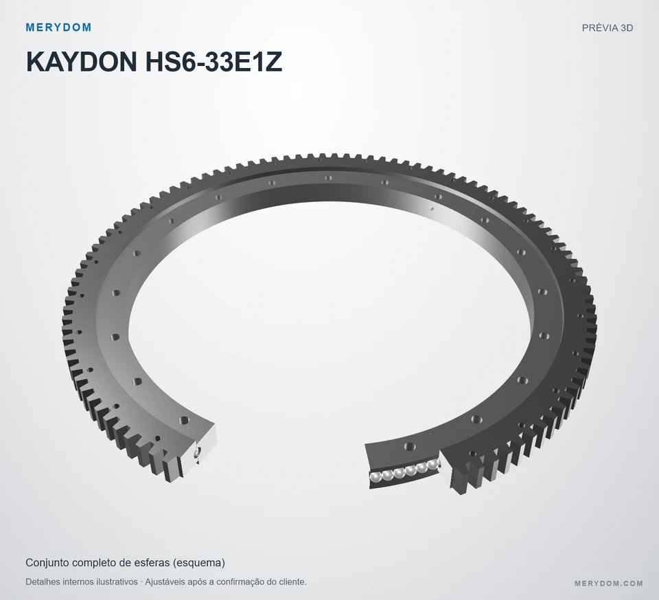 Prévia do modelo 3D do rolamento de giro de substituição MERYDOM para KAYDON HS6-33E1Z.