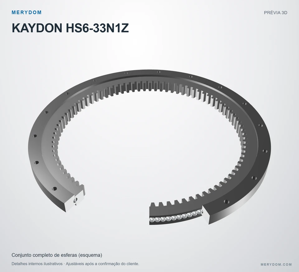 Prévia do modelo 3D do rolamento de giro de substituição MERYDOM para KAYDON HS6-33N1Z.