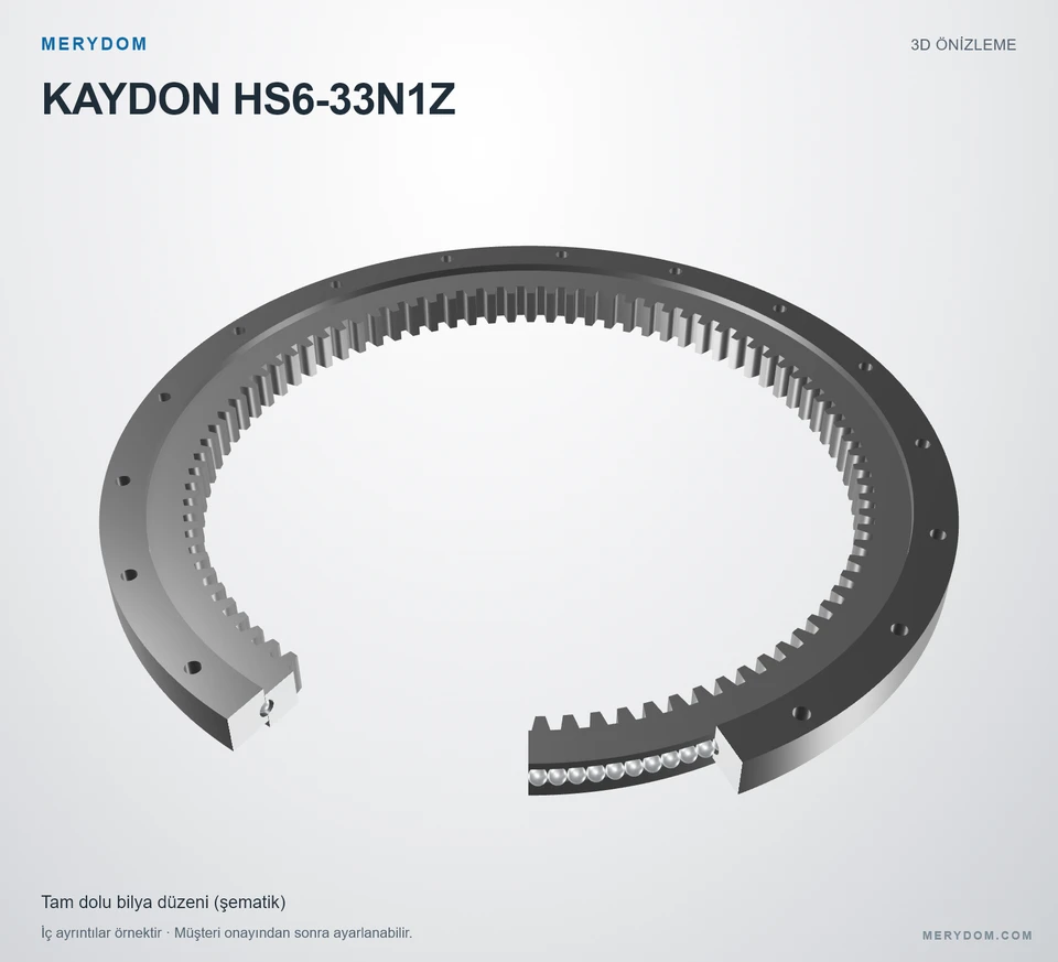 KAYDON HS6-33N1Z için MERYDOM muadil döner tabla rulmanının 3D model önizlemesi.