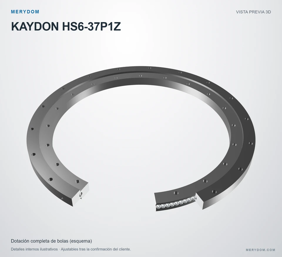 Vista previa del modelo 3D de la corona de giro de sustitución MERYDOM para KAYDON HS6-37P1Z.
