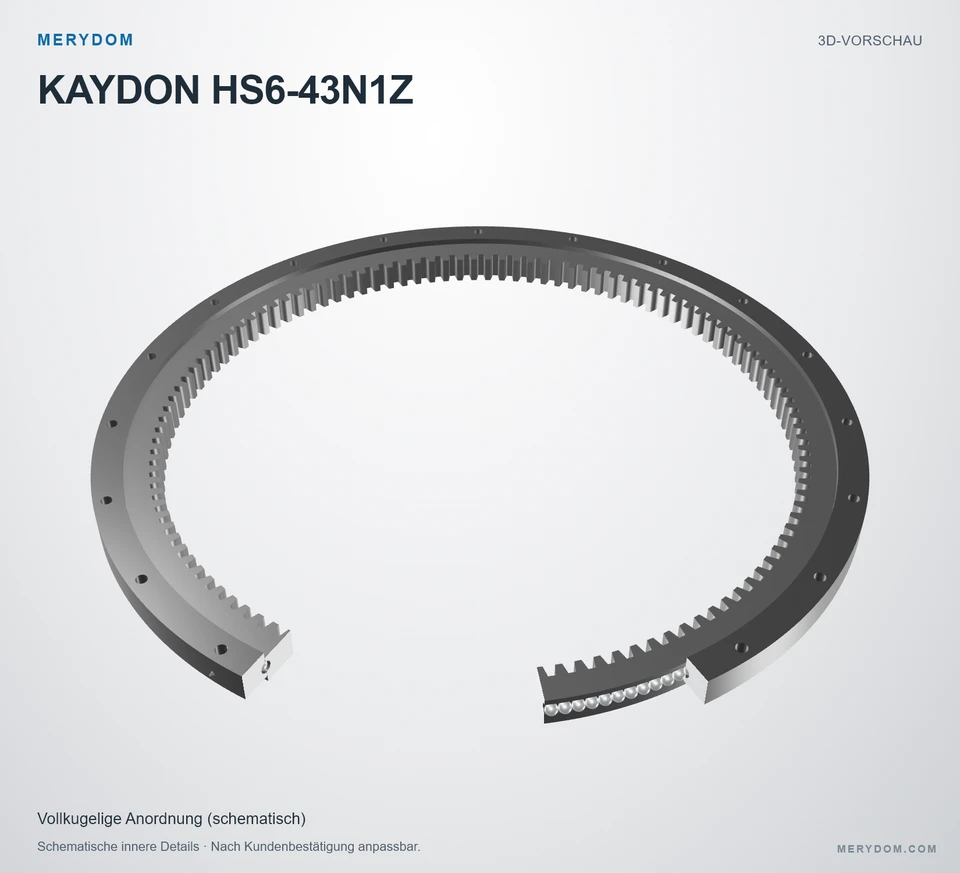 Vorschau des 3D-Modells des MERYDOM-Ersatzdrehkranzes für KAYDON HS6-43N1Z.