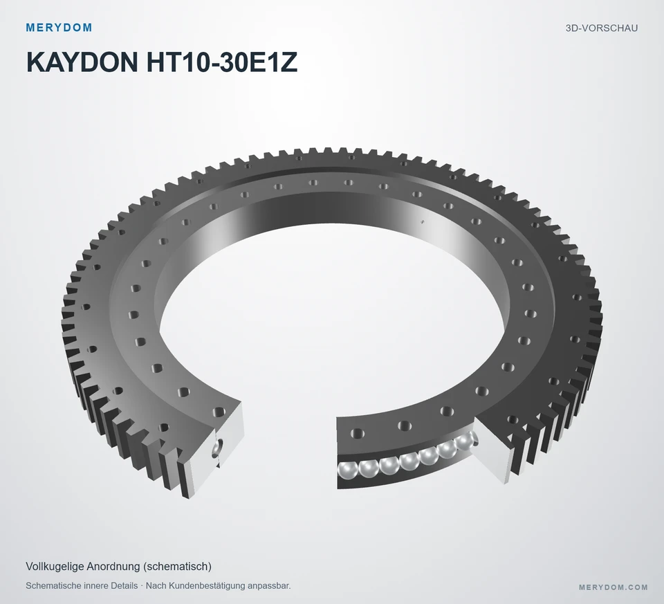 Vorschau des 3D-Modells des MERYDOM-Ersatzdrehkranzes für KAYDON HT10-30E1Z.