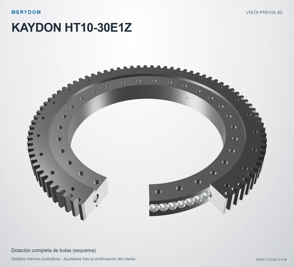 Vista previa del modelo 3D de la corona de giro de sustitución MERYDOM para KAYDON HT10-30E1Z.