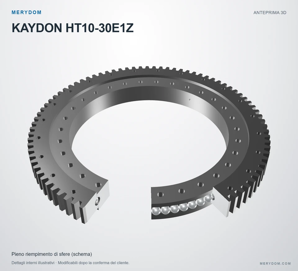 Anteprima del modello 3D del cuscinetto di rotazione sostitutivo MERYDOM per KAYDON HT10-30E1Z.