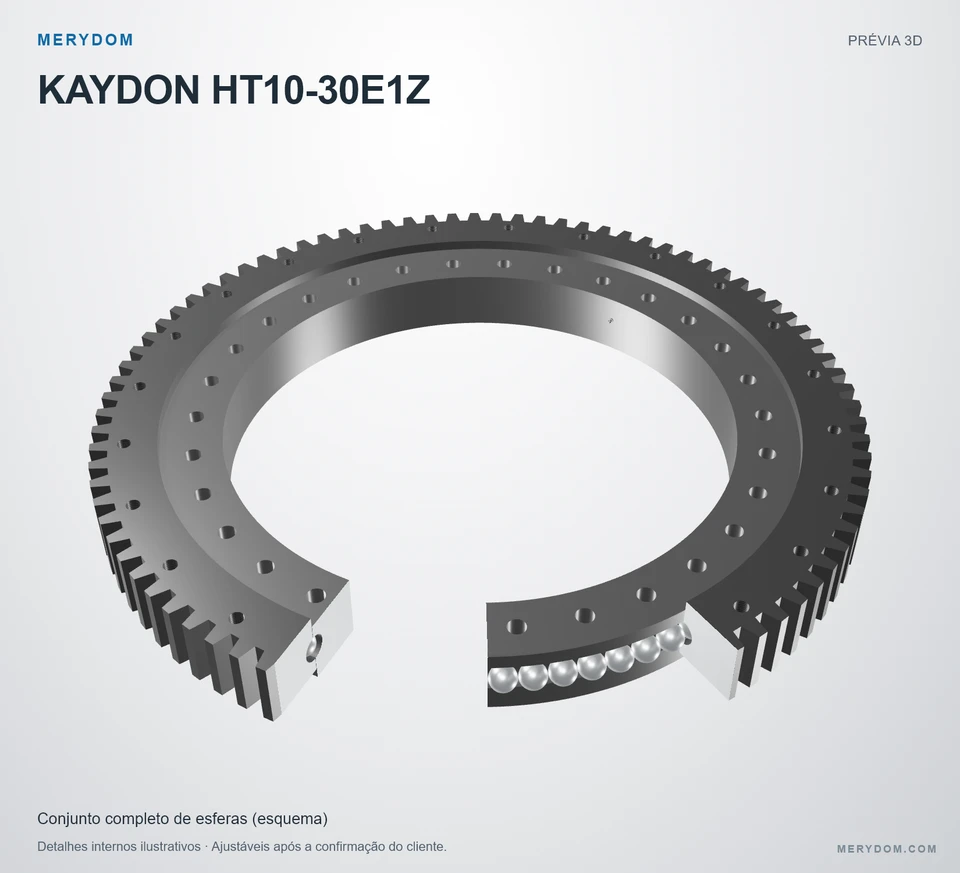 Prévia do modelo 3D do rolamento de giro de substituição MERYDOM para KAYDON HT10-30E1Z.