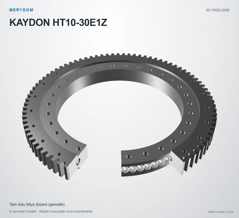 KAYDON HT10-30E1Z için MERYDOM muadil döner tabla rulmanının 3D model önizlemesi.