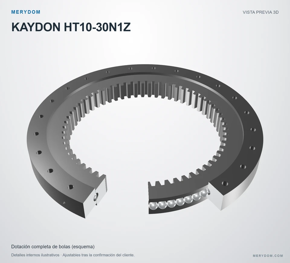 Vista previa del modelo 3D de la corona de giro de sustitución MERYDOM para KAYDON HT10-30N1Z.
