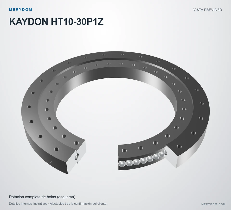 Vista previa del modelo 3D de la corona de giro de sustitución MERYDOM para KAYDON HT10-30P1Z.