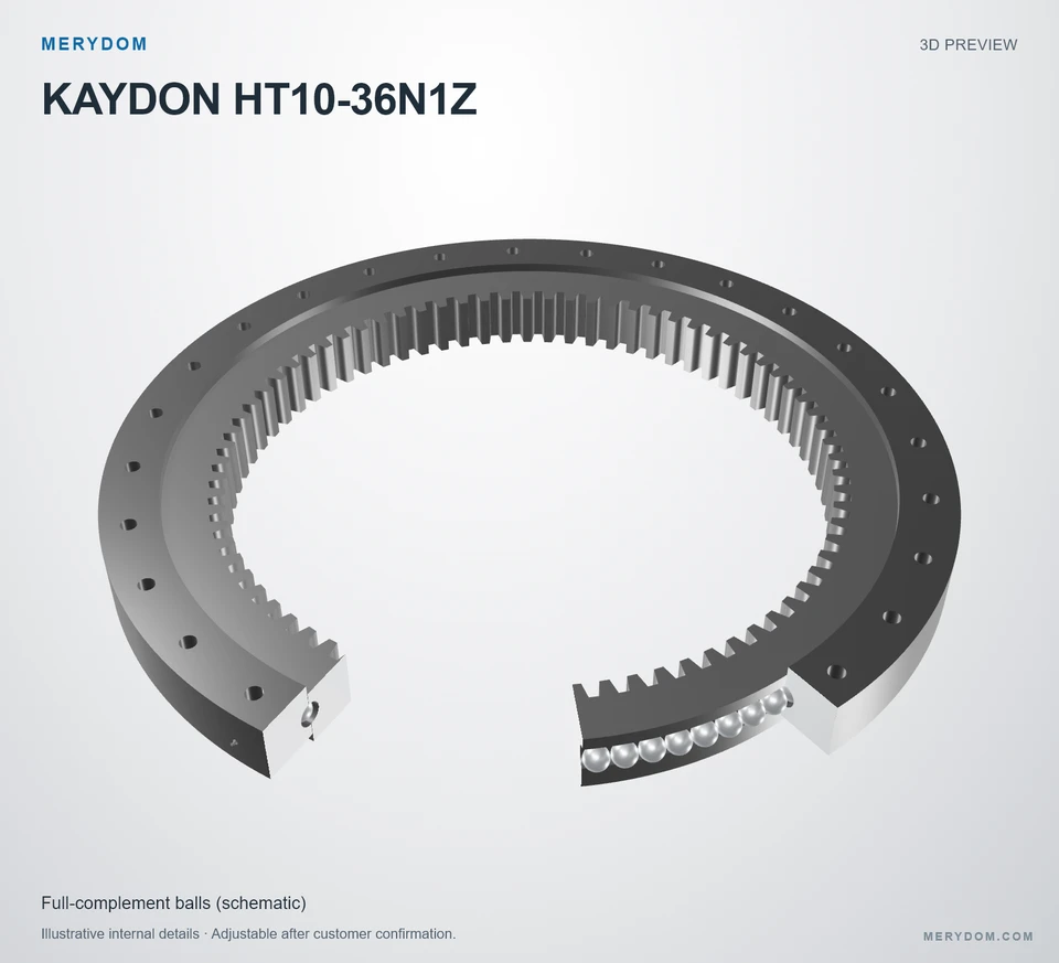 3D model preview of the MERYDOM replacement slewing bearing for KAYDON HT10-36N1Z.