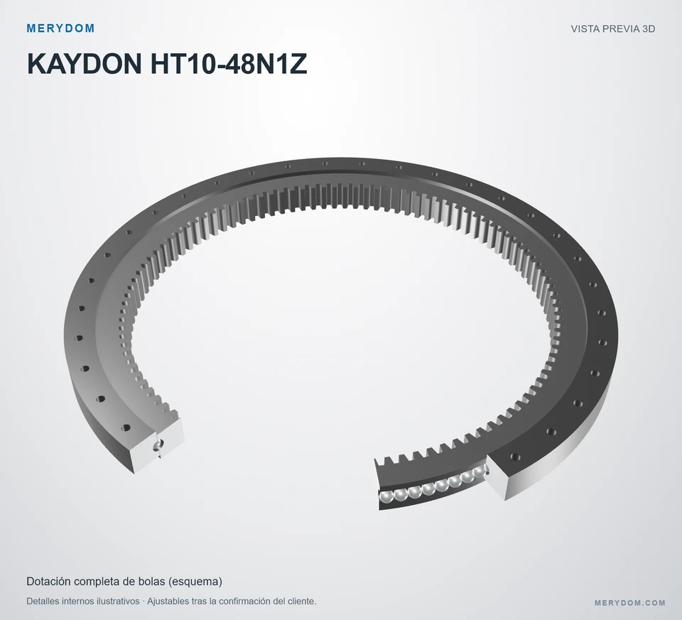Vista previa del modelo 3D de la corona de giro de sustitución MERYDOM para KAYDON HT10-48N1Z.