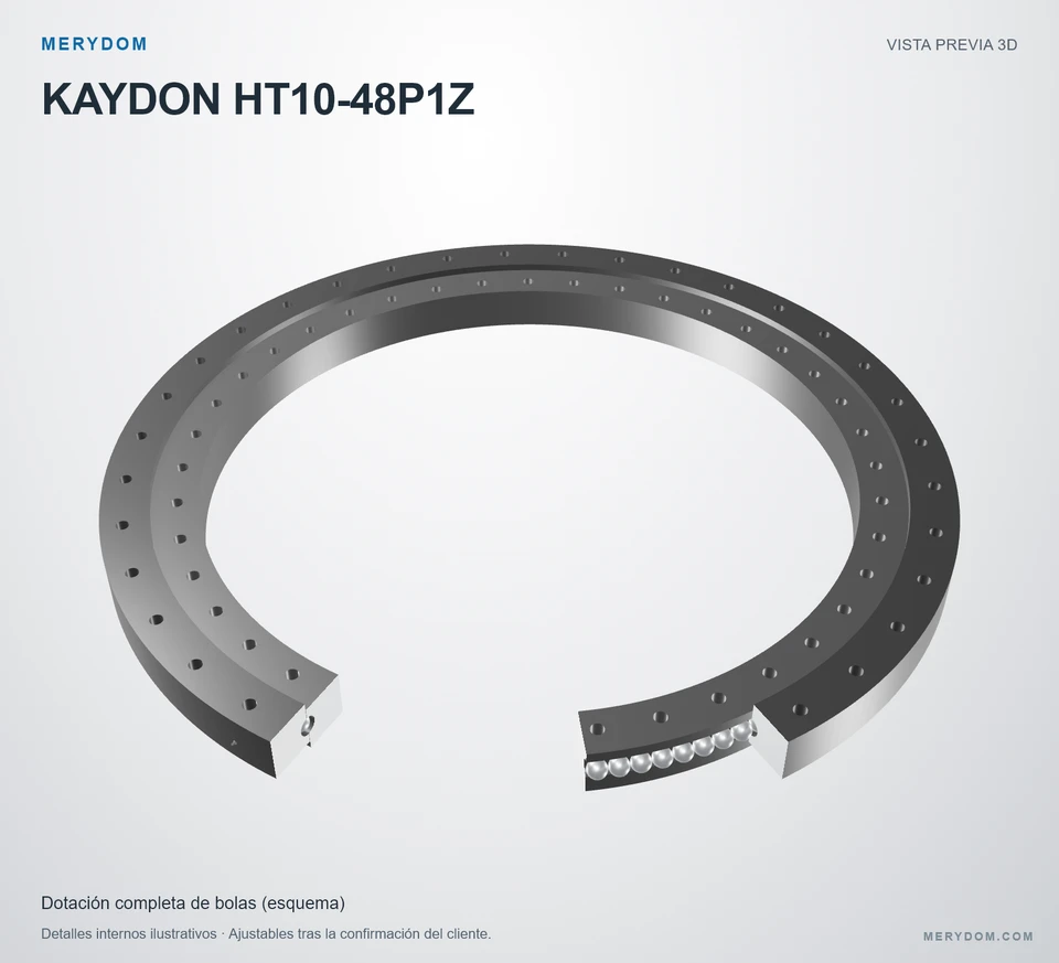 Vista previa del modelo 3D de la corona de giro de sustitución MERYDOM para KAYDON HT10-48P1Z.